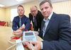 (l-r) michael kiddle%2c uk operations director at hawkesworth%2c grahame morris mp and seaward md andrew upton